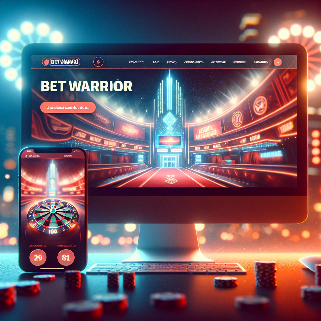 Banner de casino BetWarrior en Argentina con interfaz web y móvil visible.